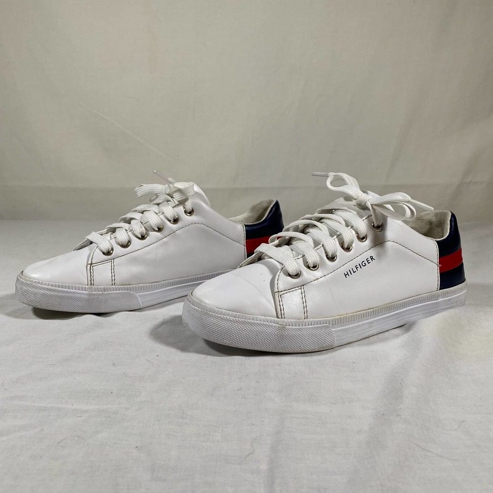 Tommy Hilfiger Laddin 7 Womens Sneakers Synthetic Leather White Shoes Casual